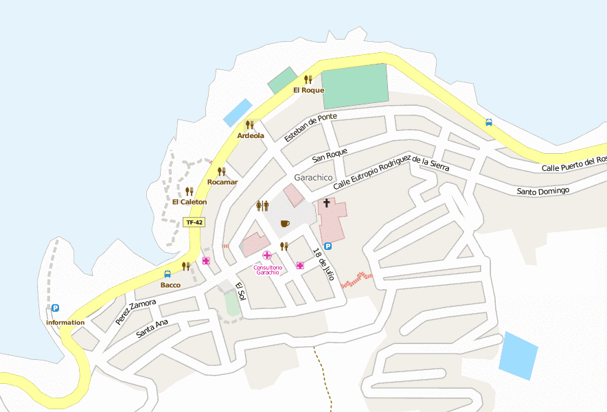 Garachico-Stadtplan mit Luftbild und Hotels von Teneriffa